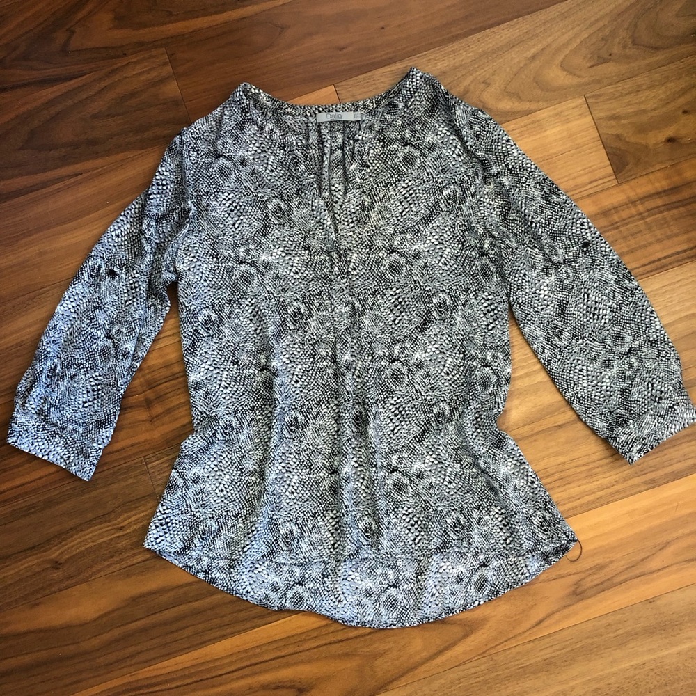 Dalia Snake Print Adjustable Sleeves Button Down Flowy Blouse
